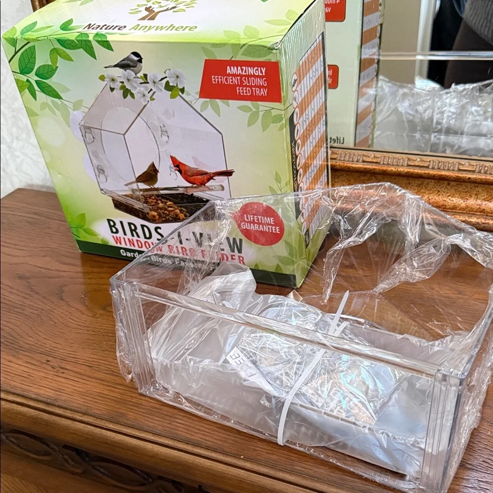 Window Bird Feeder by Nature Anywhere with Sliding Tray. Clear.
